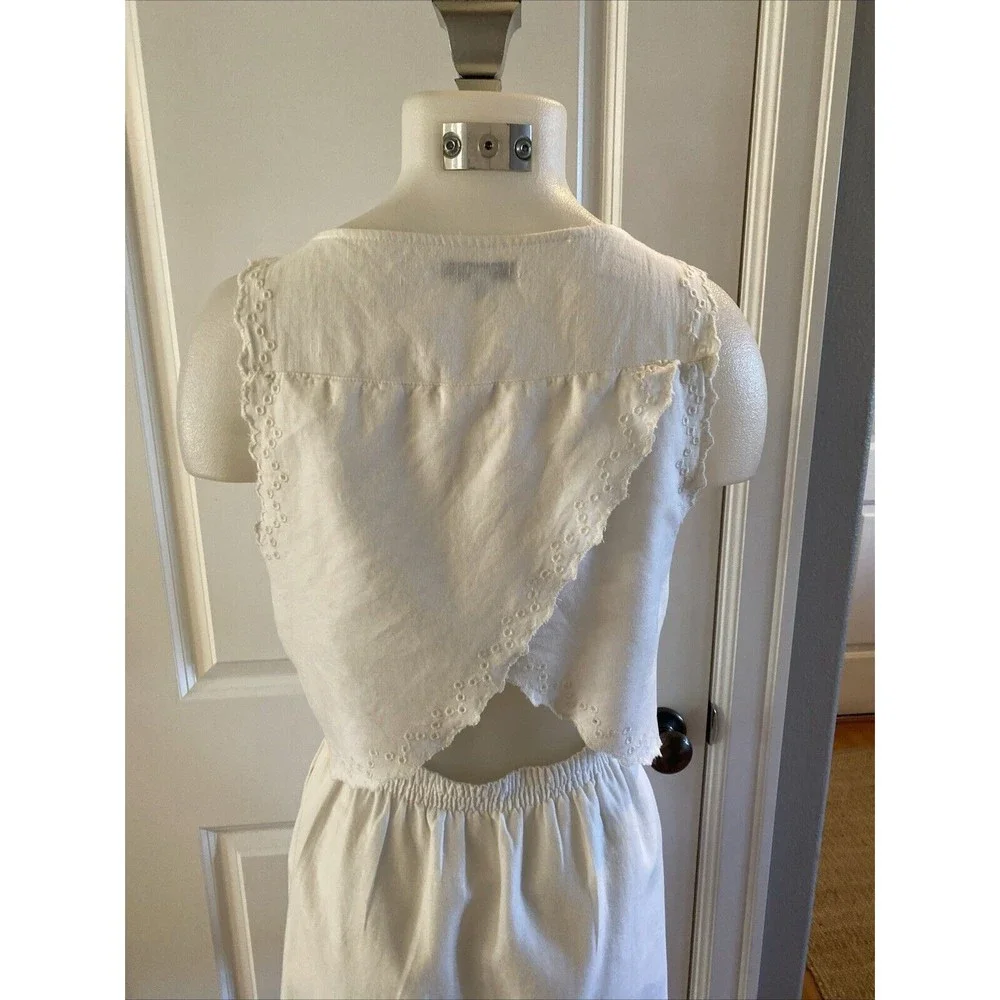Madewell White Eyelet Overlay Open‎ Back Dress Size 6/S Sleeveless Beachy Boho